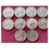 (10) Silver Washington Quarters