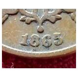 1865 Civil War 2 Cent Coin