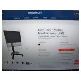 65" Samsung QB65R HDR 4K UHD (Ultra-High Def) Commercial Smart LED Display on Ergotron Neo-Flex Heavy-Duty Rolling TV Cart with Adjustable Shelf and Rotating TV Mount