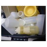 Tote of Bowls and Squeeze Bottles