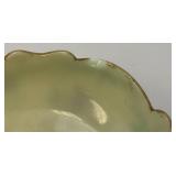 1898 Antique Northwood Custard Glass Compote Gold Trim Pedestal Bowl (GLOWS) Chips Present