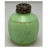 1900 Miniature Northwood Custard Glass/Jaedite Sugar Shaker With Metal Lid 2 3/4"