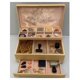 Vintage Jewelry Boxes With Misc. Jewelry And More