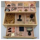 Vintage Jewelry Boxes With Misc. Jewelry And More