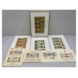 Misc. Bank Note Prints Unframed One Framed Behind Glass