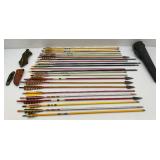 Vintage Wooden Arrows With Quiver