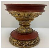 Flat Top Gilded Lacquer Offering Vessel (Missing Center Piece)