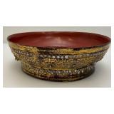 Flat Top Gilded Lacquer Offering Vessel (Missing Center Piece)