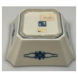 Vintage Japanese Arita Porcelain Cobalt Blue Flying Crane Design Square Bowl 4 3/4"