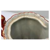 Antique Japanese Moriage Chocolate Pot, Kutani Style, Hand Painted Geisha And Landscape And More 9 1/2" Has Hairline Cracks Present