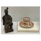 Misc. Vintage Oriental Collectibles Including Cup And Saucer In Protective Acrylic Case