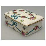 Beautiful Floral Adorned Staffordshire Trinket Box With Small Trinket Dish (Small Chip In Small Dish)