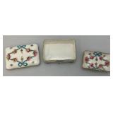 Beautiful Floral Adorned Staffordshire Trinket Box With Small Trinket Dish (Small Chip In Small Dish)