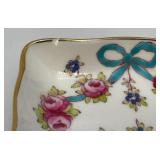 Beautiful Floral Adorned Staffordshire Trinket Box With Small Trinket Dish (Small Chip In Small Dish)