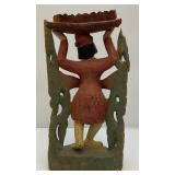 Antique Carved Wood Buddha Half Round Sculpture 12" x 6" Very Nice