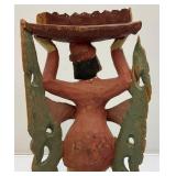 Antique Carved Wood Buddha Half Round Sculpture 12" x 6" Very Nice