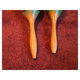 Lot of (2) Vintage Hand-painted Finish Wooden Mexican Maracas