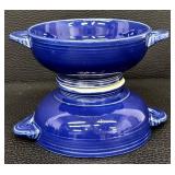 Vintage Fiesta Ware Cobalt Blue Dinnerware Set with Casserole, Plates, Bowls, Cups and Shakers
