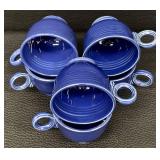 Vintage Fiesta Ware Cobalt Blue Dinnerware Set with Casserole, Plates, Bowls, Cups and Shakers