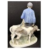 Royal Copenhagen Boy with Calves 1858 Porcelain Figurine
