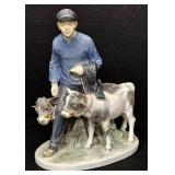 Royal Copenhagen Boy with Calves 1858 Porcelain Figurine
