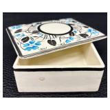 Vintage Empire Porcelain Cigarette Box / Trinket Box and Ashtray Set with Silver Luster and Blue Floral Design England