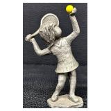 Hudson Pewter Walli Ortman Tennis and Vintage Walli Ortan Skateboarder Figurines Set