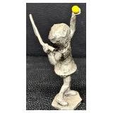 Hudson Pewter Walli Ortman Tennis and Vintage Walli Ortan Skateboarder Figurines Set