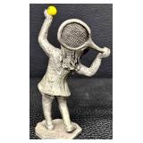 Hudson Pewter Walli Ortman Tennis and Vintage Walli Ortan Skateboarder Figurines Set