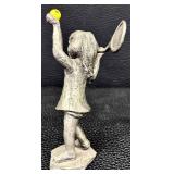 Hudson Pewter Walli Ortman Tennis and Vintage Walli Ortan Skateboarder Figurines Set