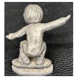 Hudson Pewter Walli Ortman Tennis and Vintage Walli Ortan Skateboarder Figurines Set