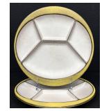 Pair of Buckeburg Germany Mid-Century Stoneware Fondue Plates, 9 Inch