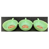 Set of 3 Vintage Fire-King Jadeite Skillet Batter Bowls by Anchor Hocking