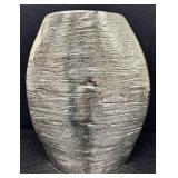 Set of 2 Crate and Barrel Silver Vases, 16 Inch and 11 Inch