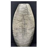 Set of 2 Crate and Barrel Silver Vases, 16 Inch and 11 Inch