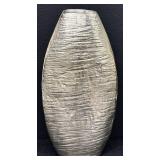 Set of 2 Crate and Barrel Silver Vases, 16 Inch and 11 Inch