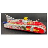 Vintage 13" ASTRONEF Electrique Electronic Battery Operated Tin Space Ship Toy