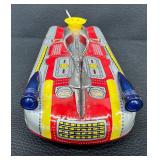 Vintage 13" ASTRONEF Electrique Electronic Battery Operated Tin Space Ship Toy