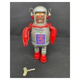 Astro-Scout Wind-Up Tin Robot Toy with Key and Box
