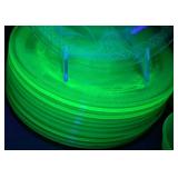 Antique Federal Glass Georgian Lovebirds Uranium Glass Plates Set