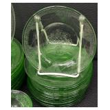 Antique Federal Glass Georgian Lovebirds Uranium Glass Plates Set