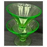 Vintage Uranium Footed Glass Dish and Four Stemmed Sherbet Dishes
