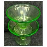 Vintage Uranium Footed Glass Dish and Four Stemmed Sherbet Dishes