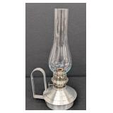 Vintage Hurricane Oil Lamp - 15 in Tall, 4.5 in Base Diameter, Clear Glass Chimney