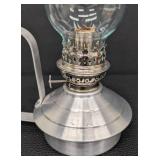 Vintage Hurricane Oil Lamp - 15 in Tall, 4.5 in Base Diameter, Clear Glass Chimney