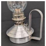 Vintage Hurricane Oil Lamp - 15 in Tall, 4.5 in Base Diameter, Clear Glass Chimney
