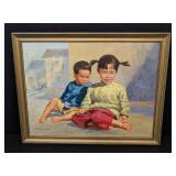 David Cheng Framed Painting - Hong Kong 1963, Two Children
