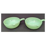 Pair of Fire King Jadeite Single Spout Skillet Bowls