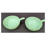 Pair of Fire King Jadeite Single Spout Skillet Bowls