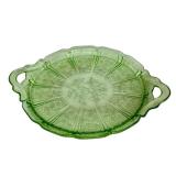 Vintage Uranium Glass Green Depression Cake Platter